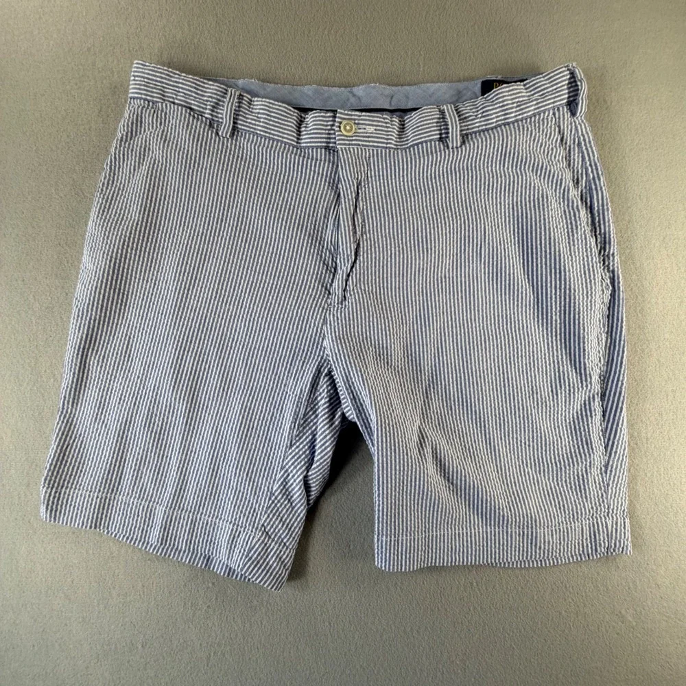 Polo Ralph Lauren Seersucker Shorts 38 Blue White Striped Preppy Classic Summer